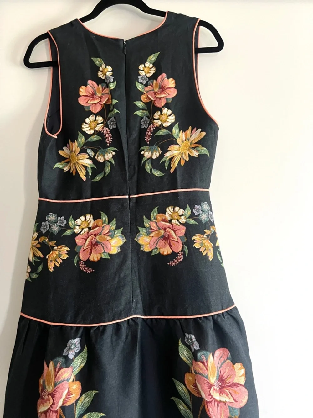 FARM Rio Maira Floral Dark Blue Linen Midi Dress Size Medium NWT - Picture 13 of 16